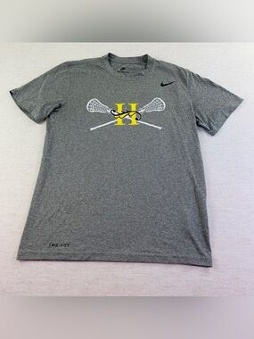 Nike women's Short-Sleeve Dri-FIT Lacrosse Tee with Yellow H active t-shirt gray